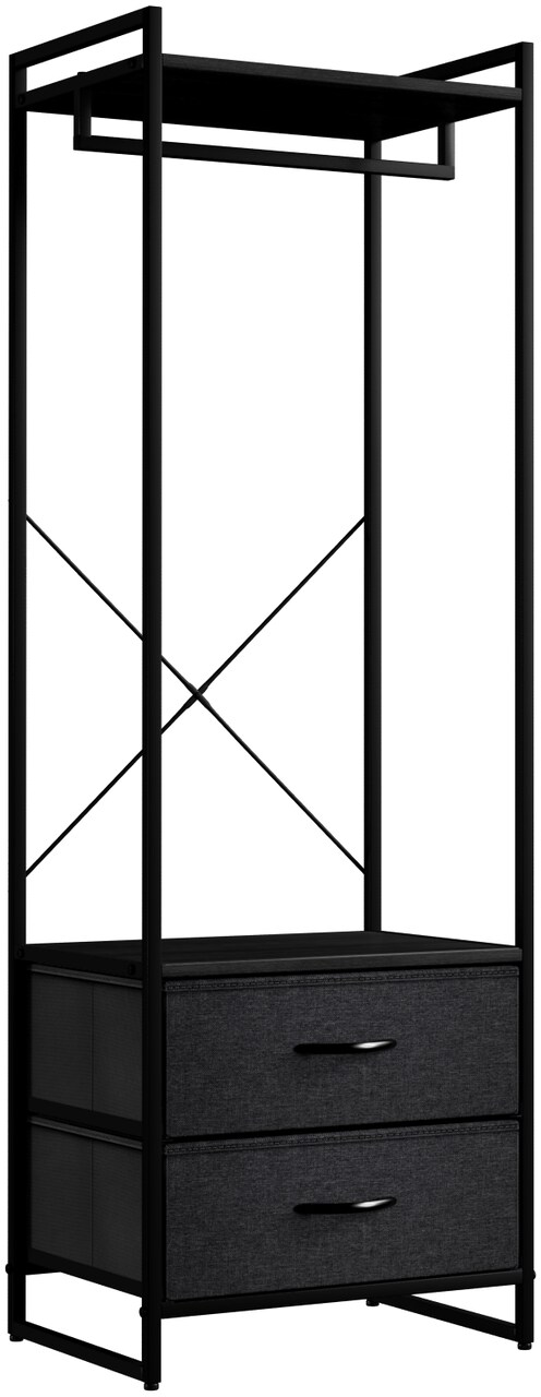 Sorbus Clothing Rack with Drawers - Clothes Stand Dresser - Wood Top, Steel Frame, & Fabric Drawers - Tall Closet Storage Organizer - Garment Rack for Hanging Shirts, Dresses, & Jackets